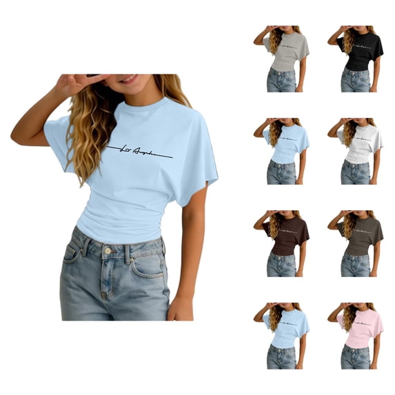 Shirts for Girls Graphic Tee Short Sleeve Crew Neck Summer Y2K Streetwear Going Out Tops (3-14Y)