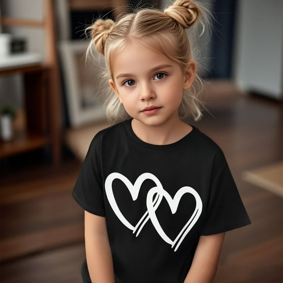 Shirts for Girls Heart Girls Short Sleeve Tops Round Neck Toddler Summer Outfits 8-9 Years Clothes for Girls