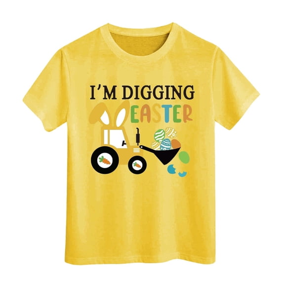 Shirts for Girls Letter Print Short Sleeve T Shirts Fashion Crew Neck Vacation Tops T-Shirts Infant To Big Kid 4-5 Years