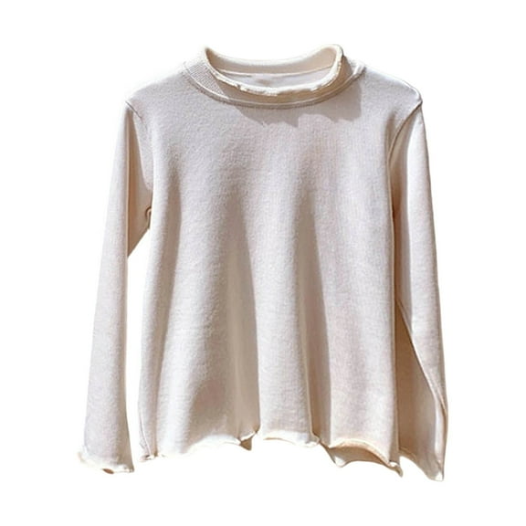 Shirts for Girls Long Sleeve Beige Shirt Kids Fall Tops Crewneck Basic Tees Cottom Boy Shirt Boy Shirts Size 5-6 Years