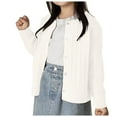 thumbnail image 1 of Shirts for Girls Long Sleeve Girls Long Sleeve Casual Cardigan Kids Open Front Soft Knit Oversized Sweater with Pockets White Sweater Cardigan Girls, 1 of 5