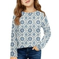 thumbnail image 1 of Shirts for Girls Long Sleeve Round Neck Blouse Tops Elegant Pleated Girls Shirts Size 14-16 18-Sky Blue 140, 1 of 4