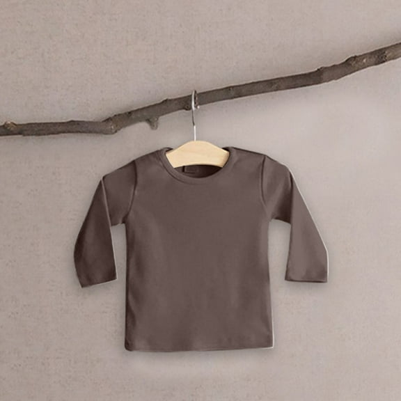 Girls T Shirt Long Sleeve Brown Shirt Crewneck T-Shirts Fall Tops Tees Cotton Casual Kids Sweatshirt 0-6 Months Boy Clothes