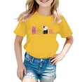 thumbnail image 1 of Shirts for Girls Short Sleeve Cartoon Print Round Neck Kids Funny Tee Size 3-4 Years,Yellow, 1 of 5