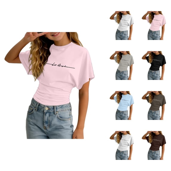 Shirts for Girls Short Sleeve Crew Neck Graphic Tee Summer Streetwear Y2k Going out Tops (3-14y)
