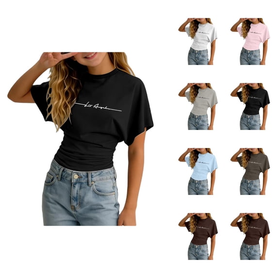 Shirts for Girls Short Sleeve Crew Neck Graphic Tee Summer Streetwear Y2k Going out Tops (3-14y)