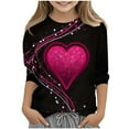 thumbnail image 1 of Shirts for Girls Size 3-12 Fashion Heart Printed Crew Neck Casual Shirts Cute Pullover 3/4 Sleeve Tops, 1 of 5