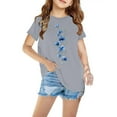 thumbnail image 1 of Shirts for Girls Teens Cute Round Neck Tee Shirts Short Sleeve Tshirt Floral Print Shirt Y2k Girls Blouses Size 6-7 reorder items, 1 of 5