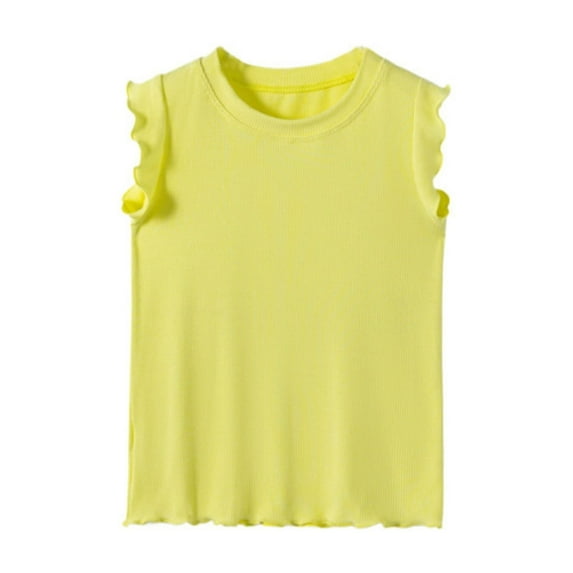 Shirts for Girls Yellow Ruffle Sleeve Shirt for Girls Trendy Summer Tees Tops Girls 7-8 Years Clothes Trendy