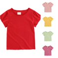 thumbnail image 1 of Shirts for Kids Girl Crew Neck Short Sleeve Red Tshirt for Girls Basic Plain Kids Girl Tops 3-4 Years, 1 of 7
