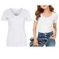 thumbnail image 1 of Shirts for Kids Girls Short Sleeve V Neck Girls White Tshirt Slim Fit Girls Fashion 7-8 Years, 1 of 4