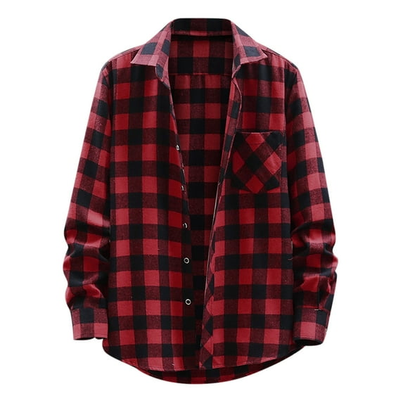 Shirts for Men 43 Fashion Casual Fashionable Square Printing Lightweight Breathable Long Sleeve Lapel formal Red Button Down Tops Sizes 43