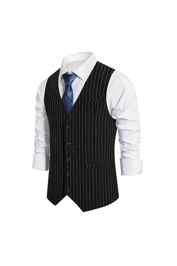 Shirts for Men Autumn And Winter Casual Retro Striped Single- Suit Vest