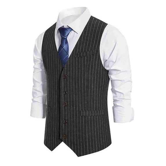 Shirts for Men Autumn And Winter Casual Retro Striped Single- Suit Vest