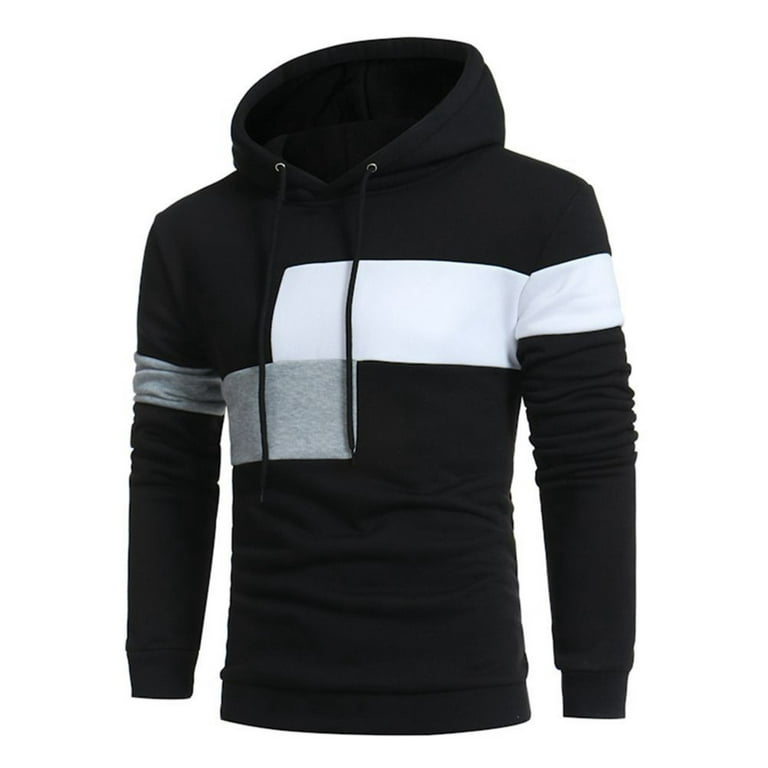 Shirts for Men Autumn Winter Street Leisure Travel Outdoor Sports  Colorblock Print Slim Hooded Long Sleeve Hoodie 