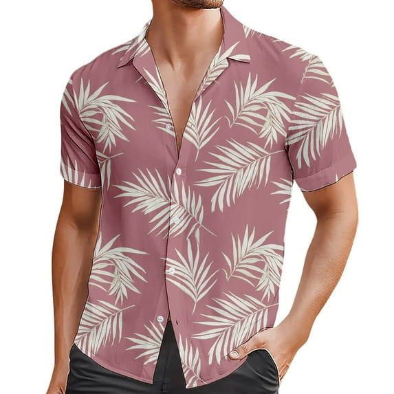 Shirts for Men Beach Trendy Comfortable Loose Casual Collar Button Open Short Sleeve Shirt Top L
