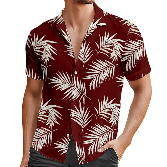 Shirts for Men Beach Trendy Comfortable Loose Casual Collar Button Open Short Sleeve Shirt Top M