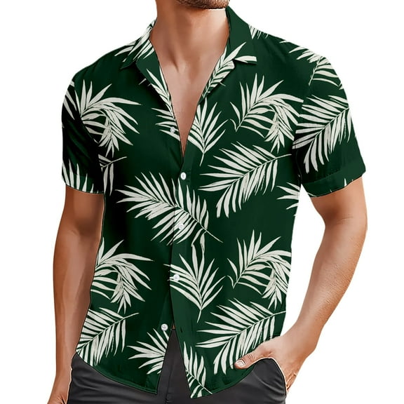 Shirts for Men Beach Trendy Comfortable Loose Casual Collar Button Open Short Sleeve Shirt Top M