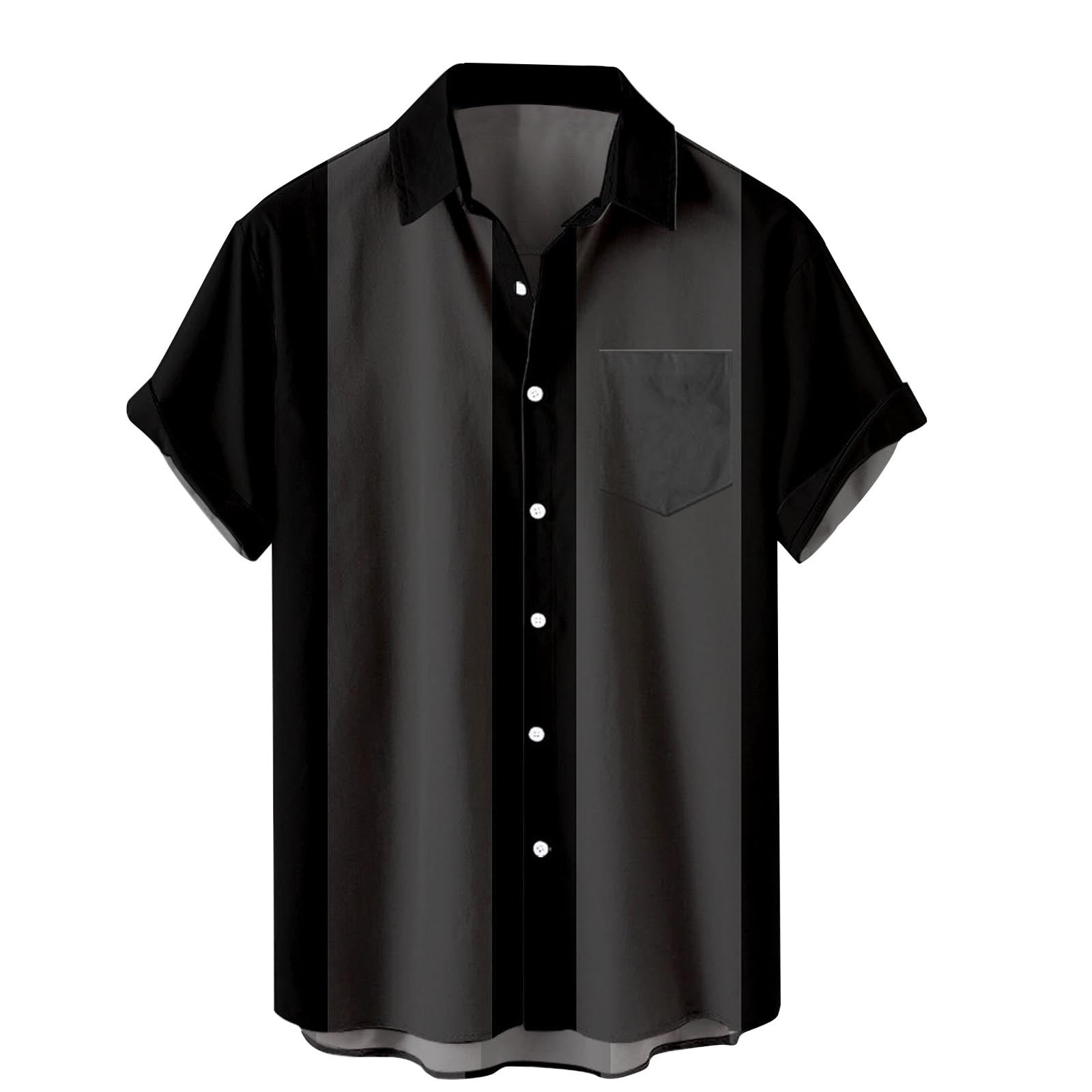 Shirts for Men Big And Tall Mens Summer Trendy Hawaiian Style Short Sleeve Casual Shirts Mens T Shirts Mens T Shirts New Arrival Black XL