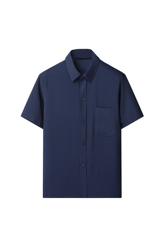 Shirts for Men Button Down Short Sleeve Shirt with Pocket Summer Casual Work Shirt