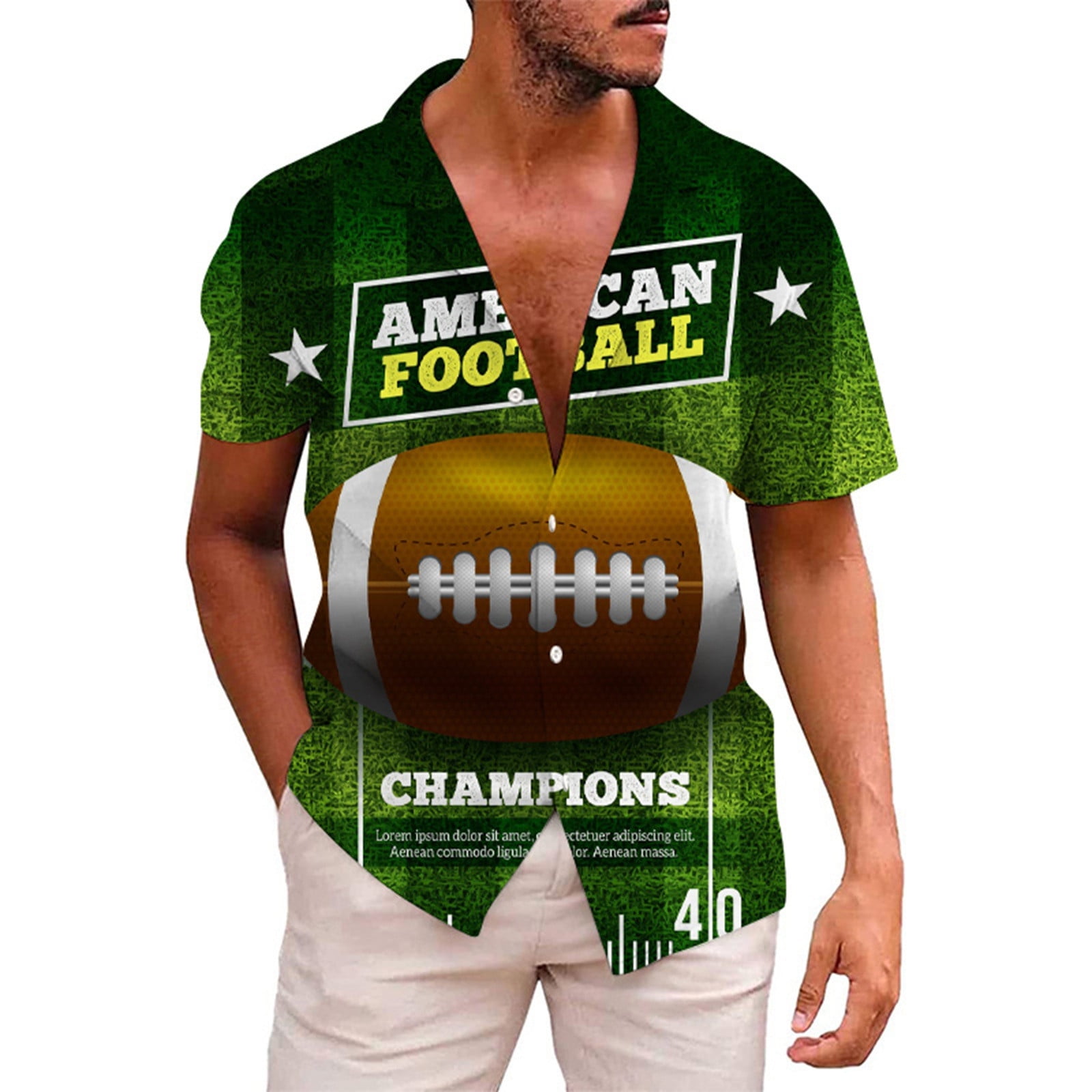 Shirts for Men Button Down Tropical Holiday Beach Football Fans Sports ...