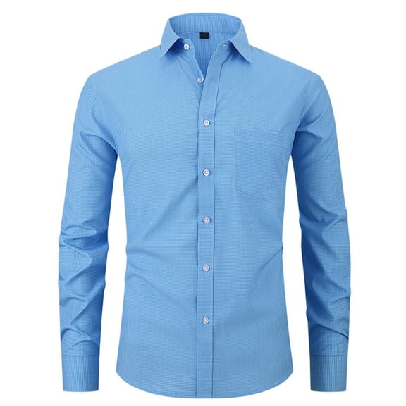 Shirts for Men Casual Fashion Plaid Print Leisure Turn-Down Collar Button Long Sleeve Shirt Blouse Men Shirts Casual