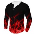 thumbnail image 1 of Shirts for Men Casual Fire Graphics Tees Fashion 3D Digital Printing Tops Muscle Henley Shirt Classic Button Long Sleeve Fall T Shirts, 1 of 4