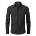 thumbnail image 1 of Shirts for Men Casual Lapel Long Sleeve Loose Fit Linen Button Down formal Dress Shirt Top 6XL, 1 of 3