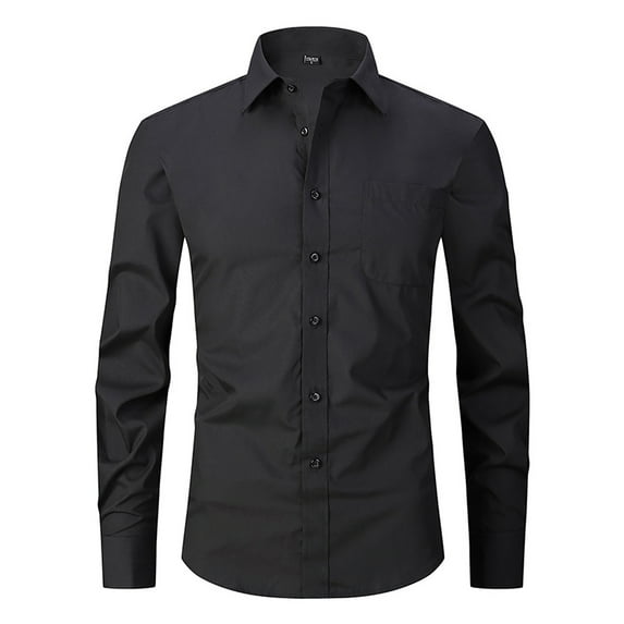 Shirts for Men Casual Lapel Long Sleeve Loose Fit Linen Button Down formal Dress Shirt Top 6XL
