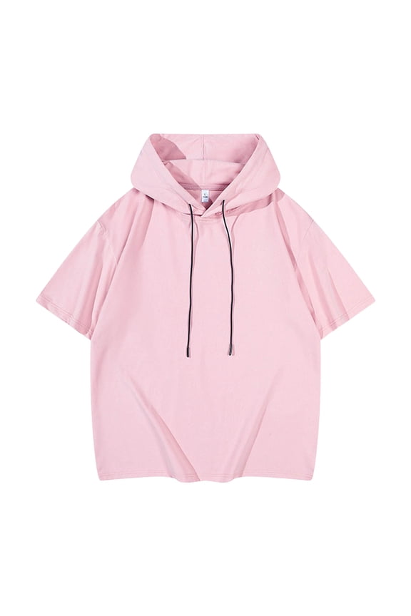 Shirts for Men Casual Loose Fit Hooded Short Sleeve Summer Outdoor Hiking Comfortable Breathable Tee Tops