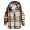 thumbnail image 1 of Shirts for Men Casual Plaid Print Hooded Collar Long Sleeve Spring Fall Hawaiian Shirts for Men Yellow L, 1 of 9