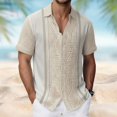 thumbnail image 1 of Shirts for Men Casual Printed Short Sleeve Button Down Top Patterns Comfortable Breathable Beach Collar Beige Shirts L, 1 of 4