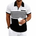 thumbnail image 1 of Shirts for Men Color Block Casual Waffle Knit Pocket Short Sleeved Half Button Stand Collar Top White XXL, 1 of 9
