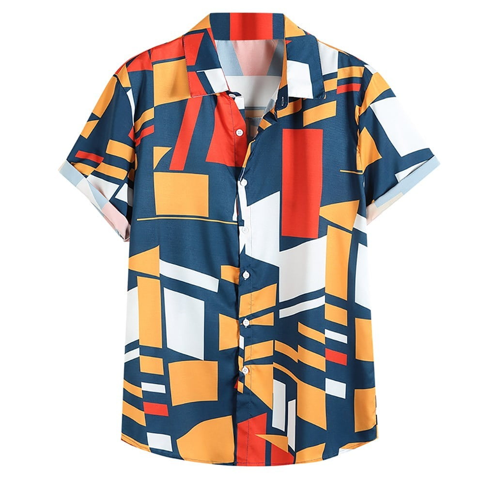Bohemian College Geometric Printing Contrast Turndown Collar Tops(7 Colors) Bohemian College Geometric Printing Contrast Turndown Collar Tops(7 Colors)