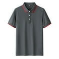 thumbnail image 1 of Shirts for Men Contrast Color Men Collar Tops Men Short Sleeve Shirt Dark Gray XXXL, 1 of 3