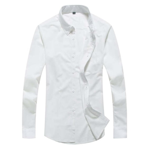 Shirts for Men,Corduroy Shirt Solid Color Casual Top Long Sleeve Button Down Comfortable Wear,Dress Shirts for Men,XL,White