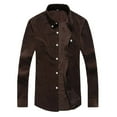 thumbnail image 1 of Shirts for Men,Corduroy Shirt Solid Color Casual Top Long Sleeve Button Down Comfortable Wear,Workout Shirts for Men,4XL,Coffee, 1 of 7