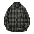 thumbnail image 1 of Shirts for Men Fall Business Casual Plaid Flannel Shirt Jacket with Pocket Long Sleeve Button Down Loose Cotton Mens Shirt Black L, 1 of 5
