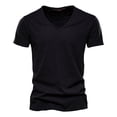 thumbnail image 1 of Shirts for Men Fashion Casual Solid Color V Neck Short Sleeve Refreshing Breathable Resistant Daily Black Workout Tops Sizes L, 1 of 3