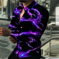 thumbnail image 1 of Shirts for Men Fashion Long Sleeve Marble Print Button Down Tshirt Casual Collar Tees Top Regular-Fit Work Blouse Purple XXL, 1 of 2