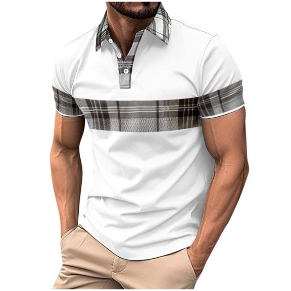 Shirts for Men Golf Shirts Short Sleeve Shirts Summer Hawaiian Slim Top Graphic with Pockets V Neck Shirt