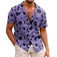 thumbnail image 1 of Shirts for Men Halloween 3D Digital Printing Button Down Short Sleeve Lapel Blouses Outdoor Activities Casual Summer Tops Purple L, 1 of 3