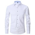 thumbnail image 1 of Shirts for Men Lapel Long Sleeve Solid Color Casual Fit Button Down formal Dress Shirt Top 6XL, 1 of 2