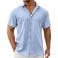 thumbnail image 1 of Shirts for Men Linen Short Sleeve Lightweight Breathable Casual Summer Outdoor Activities Tops, 1 of 5
