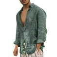thumbnail image 1 of Shirts for Men Linen Ultrathin Casual Button Down Long Sleeve Beach Hawaiianss Men's T-Shirts, 1 of 7