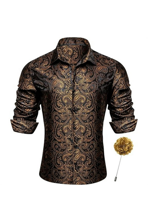 Shirts for Men Long Sleeve Button Down Party Vintage Slim Fit Tops Comfy Solid Color Trendy Stretchy Floral Printed Textured Mens Dress Shirts