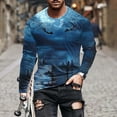 thumbnail image 1 of Shirts for Men Long Sleeve Pullover Halloween Printed Round Neck Casual T-Shirt Blouse,Tops for Men Plus Size Navy XXL, 1 of 5