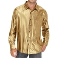 thumbnail image 1 of Shirts for Men Long Sleeved Button Up Lapel Casual Formal Shirt Solid Color Sequin Party Shirt,Tops for Men Plus Size Yellow XXL, 1 of 5