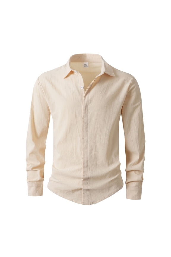 Shirts for Men, Men's Micro-Stretch Business Casual Shirt, Long Sleeve, Breathable Linen Cotton Blend