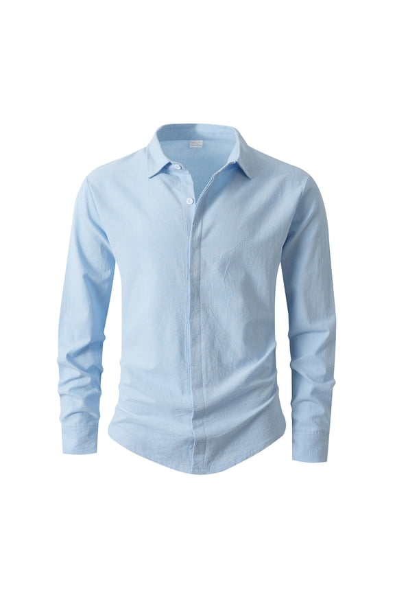 Shirts for Men, Men's Micro-Stretch Business Casual Shirt, Long Sleeve, Breathable Linen Cotton Blend